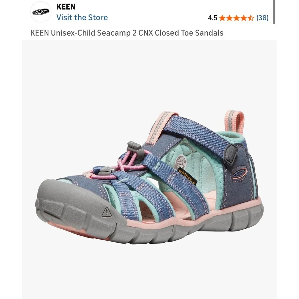 KEEN Unisex Kid Seacamp 2 CNX Closed Toe Water Sandals Flint Stone Ocean Wave 7‎